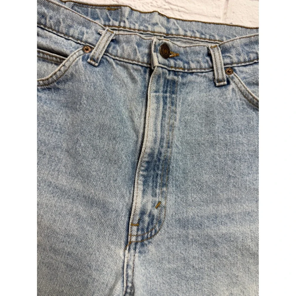 Vintage Levis 517‎ Orange Tab Mens Denim Shorts Light Wash Cut Off Size 36 USA
